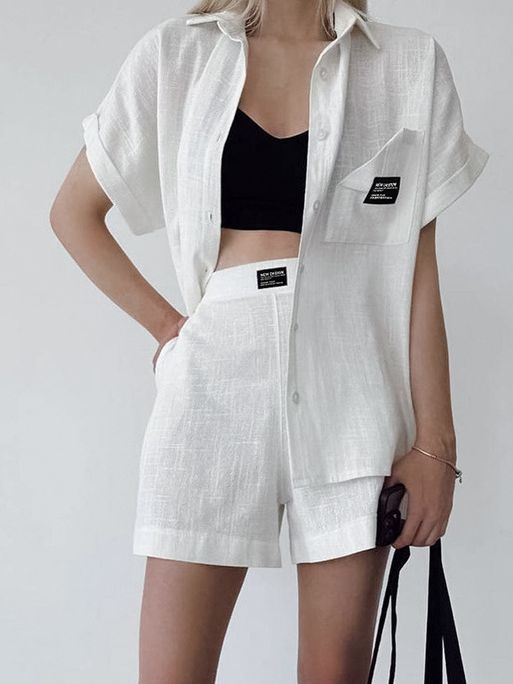 Conjunto Casual Mujer: Blusa Manga Corta y Shorts - Image 4