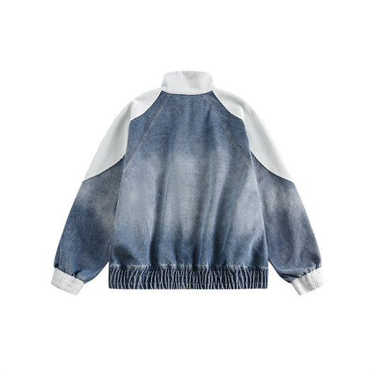 Chaqueta Denim Retro Japonesa con Costuras a Contraste - Image 2