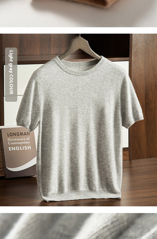 Suéter de Cachemira para Hombre Cuello Redondo Manga Corta - Image 14