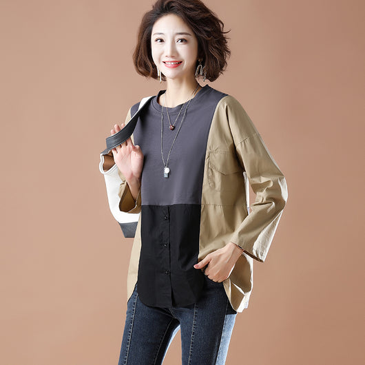 Camisa Vaquera Oversize con Costuras Contrastantes - Image 3