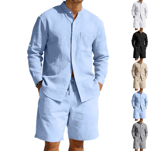 Conjunto de Camisa y Shorts de Lino para Hombre - Image 12