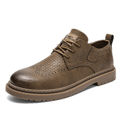 Zapatos Casuales de Cuero Estilo Británico con Suela Blanda para Hombre - Image 5