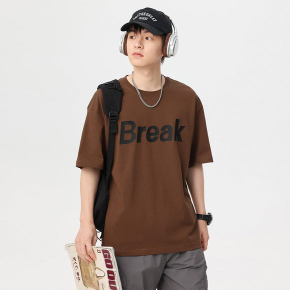 Camiseta Vintage Suelta de Verano con Estampado de Letras para Hombre