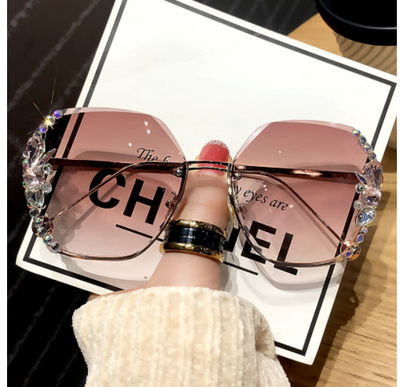 Gafas de Sol Frameless con Cristales de Diamante y Protección UV Morado - Image 14
