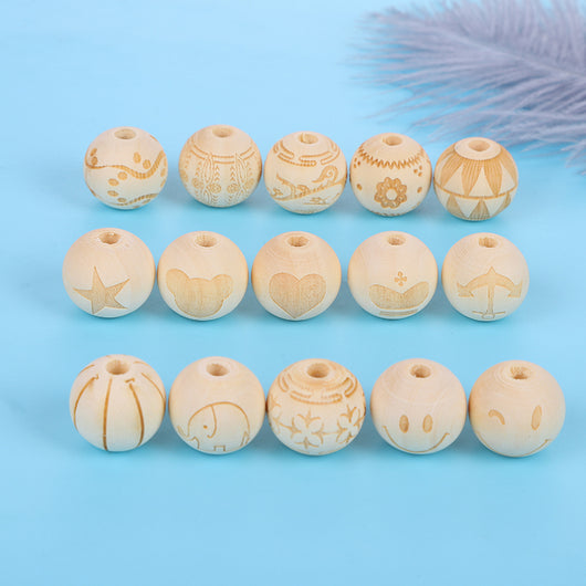 Cuentas de Madera Grabadas a Láser para Joyería DIY - Image 13