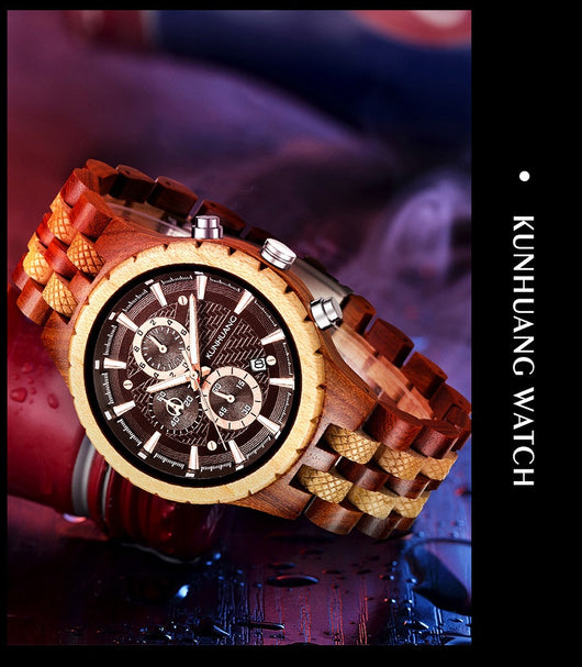 Reloj Deportivo de Madera Multifuncional con Movimiento de Cuarzo - Image 14