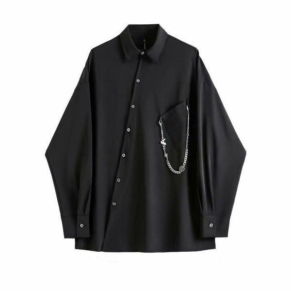 Camisa Manga Larga con Solapa Retro para Hombre