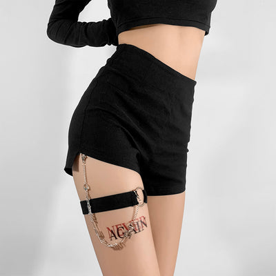 Shorts Negros Cintura Alta Mujer Diseño Ajustado con Detalle de Aro - Perfecto para Verano - Image 3