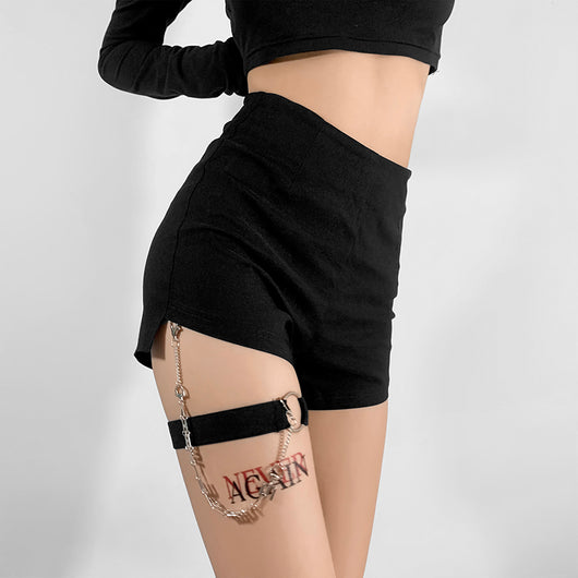 Shorts Negros Cintura Alta Mujer Diseño Ajustado con Detalle de Aro - Perfecto para Verano - Image 3