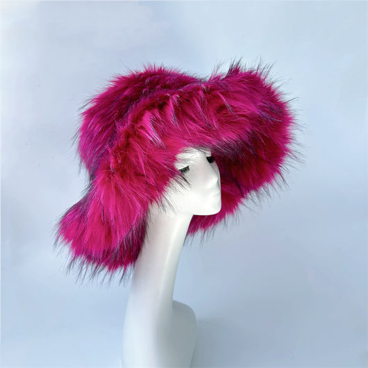 Gorro Punk de Piel de Mapache Grueso - Abrigo Ecológico para Otoño e Invierno - Image 2