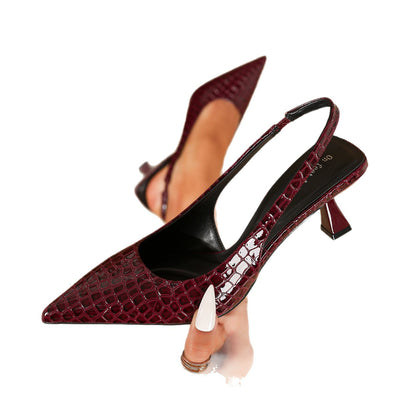 Tacones Altos Negros con Cristales y Tira Elástica Trasera - Image 2
