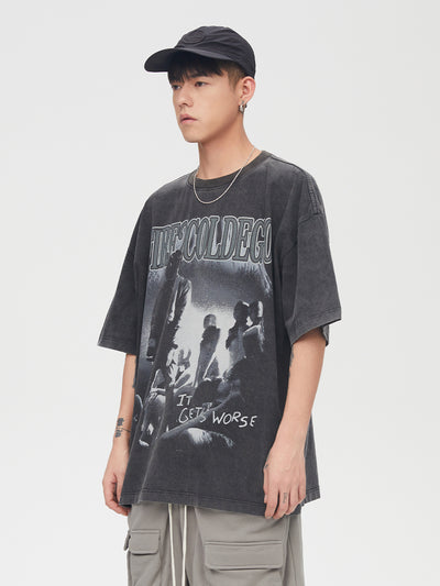 Camiseta Vintage Estampada Lavada para Hombre - Image 10