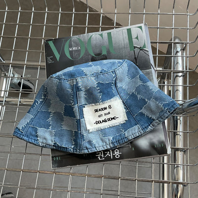 Gorra Pescador Vintage con Parches de Mezclilla Ajustable