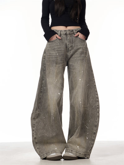 Pantalones Vaqueros Retro Splash Ink Machete para Pareja - Image 21