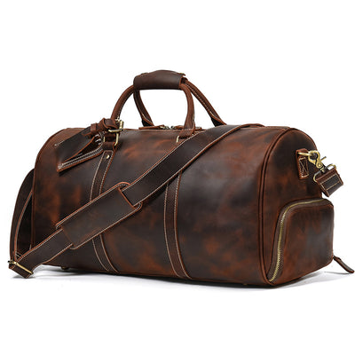 Bolsa de Viaje y Gimnasio en Cuero Genuino Negro para Hombre - Image 17