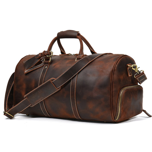 Bolsa de Viaje y Gimnasio en Cuero Genuino Negro para Hombre - Image 17