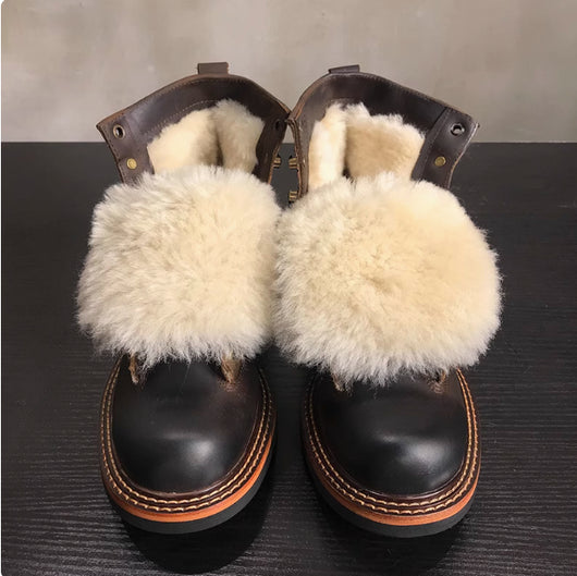 Botas Altas de Cuero Grueso Estilo Retro Desgastado - Image 12