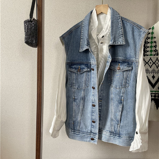 Chaleco Denim Suelto sin Mangas para Mujer