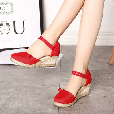 Sandalias de Cuña Étnicas Bordadas para Mujer con Punta Abierta - Image 10