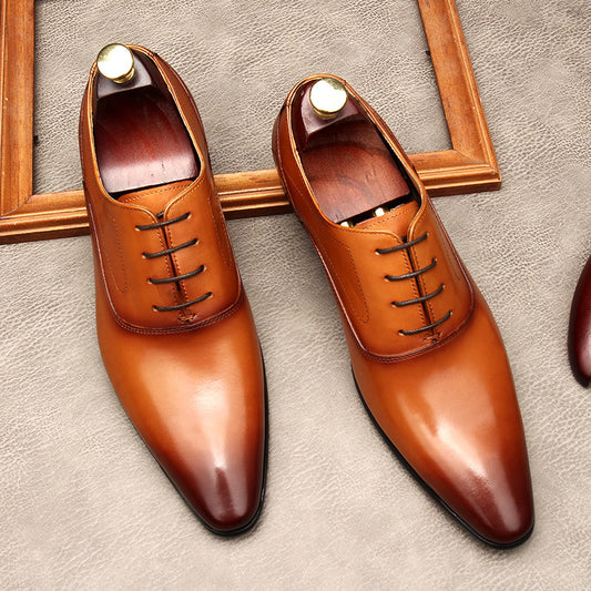 Zapatos Formales de Cuero con Cordones y Punta Afilada para Hombre