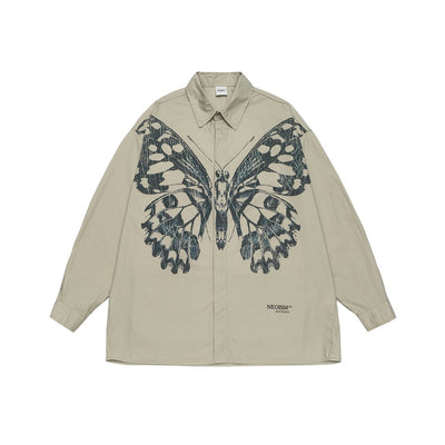 Camisa de Trabajo con Estampado Mariposa - Hombre Casual Manga Larga - Image 7