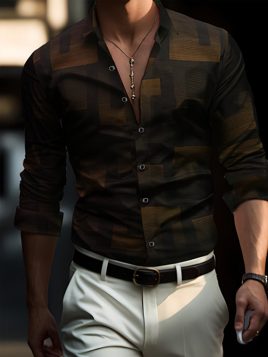 Camisa Masculina con Impresión 3D de Tendencia Digital - Image 5