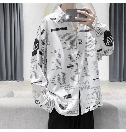 Camisa Larga de Seda Helada con Estampado para Hombre - Image 8