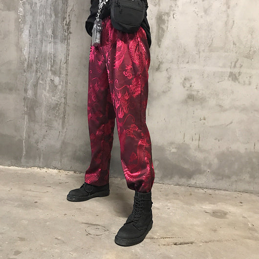 Pantalones Rectos Dark Dragon Jacquard - Estilo Clásico Oscuro - Image 15
