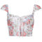 Crop Top Y2K Floral con Encaje y Cierre Frontal