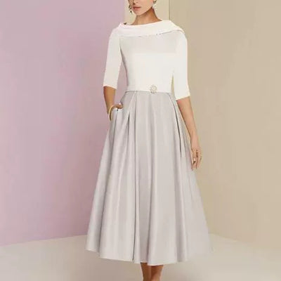 Vestido Elegante Hombros Descubiertos Manga Corta para Eventos - Image 9