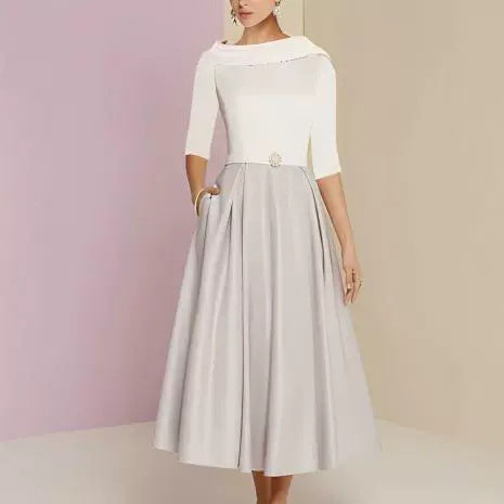 Vestido Elegante Hombros Descubiertos Manga Corta para Eventos - Image 9