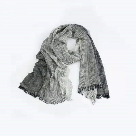 Bufanda de Algodón y Lino a Rayas - Image 7