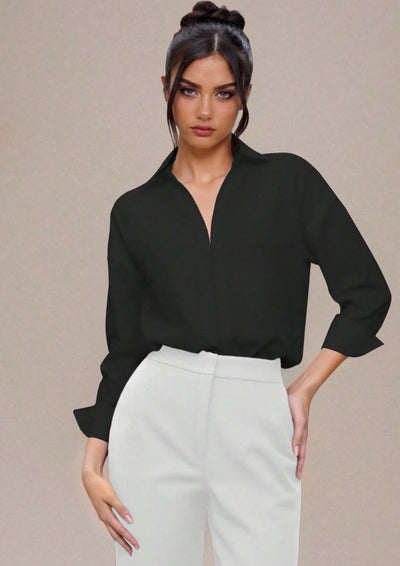 Blusa Entallada Cuello Mao Manga Tres Cuartos para Mujer - Image 13