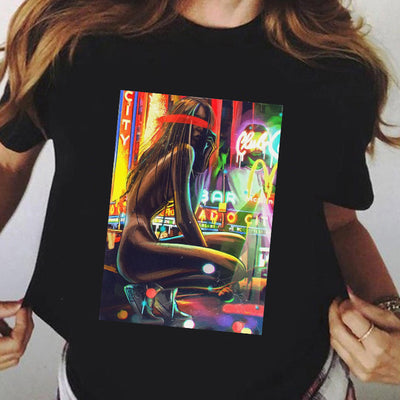 Camiseta Negra Talla Grande para Mujer - Manga Corta Verano - Image 12