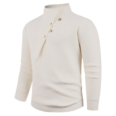 Suéter Casual para Hombre con Cuello Mao y Botones Sesgados - Image 3