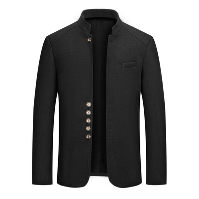 Traje Zhongshan de Lana Tweed con Cuello Mao - Elegancia Tailored Refinada - Image 8