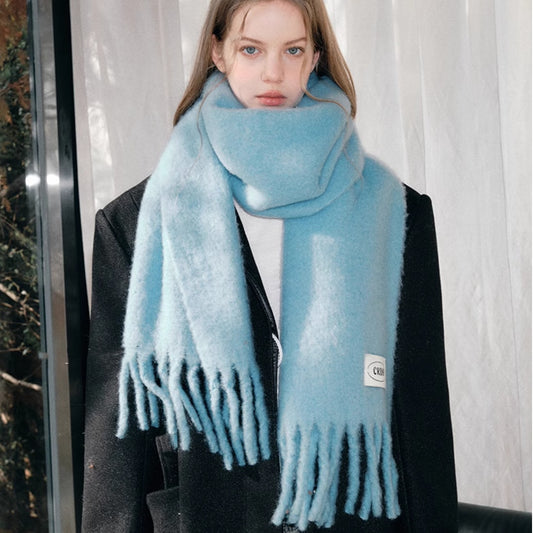 Bufanda de Lana Mohair Elegante - Chal Liso de Color Sólido
