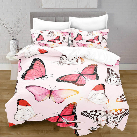 Juego de Ropa de Cama Funda Nórdica Estampado Mariposas Impresión 3D Digital Tela Cepillada - Image 19