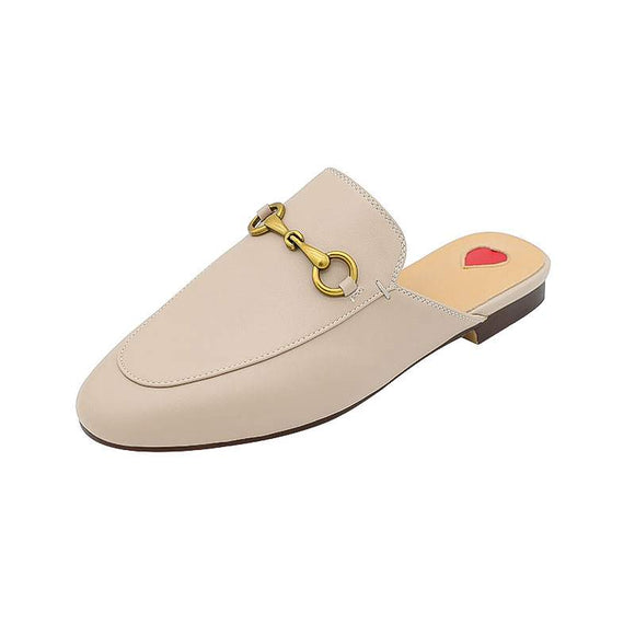 Sandalias Baotou de Cuero con Detalle Horsebit - Comodidad y Estilo para Mujer