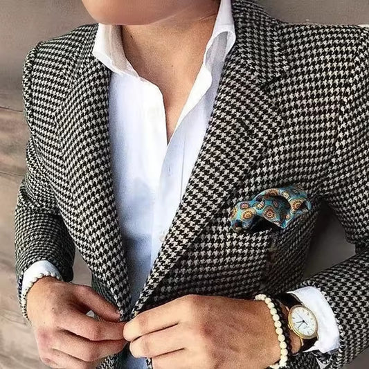 Blazer Casual Pata de Gallo para Hombre
