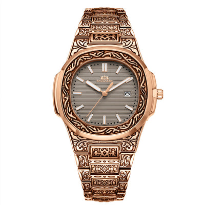 Reloj Hombre Cuarzo Tallado Loro Calendario Luminiscente - Image 10