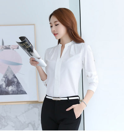 Blusa Elegante de Chifón con Escote V para Mujer Profesional - Image 19