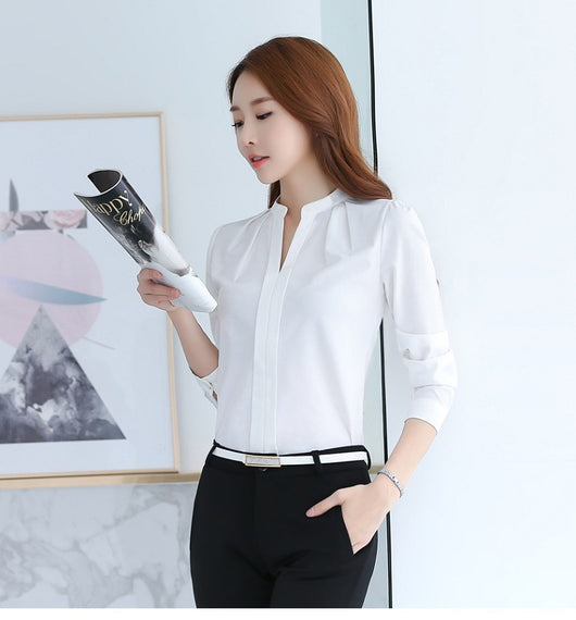 Blusa Elegante de Chifón con Escote V para Mujer Profesional - Image 19