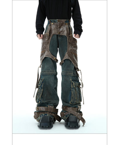 Jeans Retro Deconstruido con Costuras Desmontables para Hombre - Image 7