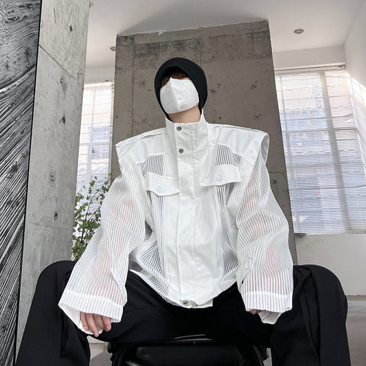 Blusa Suelta de Gasa con Cuello Alto Protección Solar - Image 3