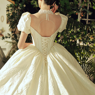 Vestido de Novia Vintage Francés de Satén Brillante - Image 4