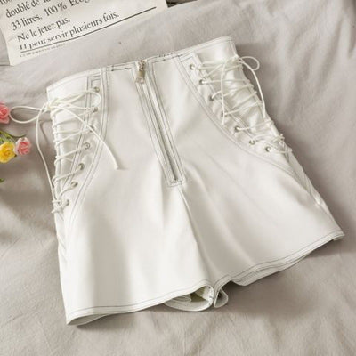 Shorts de Cuero Delgado para Mujer Primavera Otoño Ajustado con Cierre - Image 11