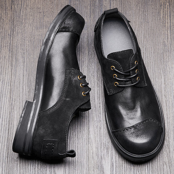 Zapatos de Cuero Genuino Hechos a Mano Estilo Británico Otoñal para Hombre