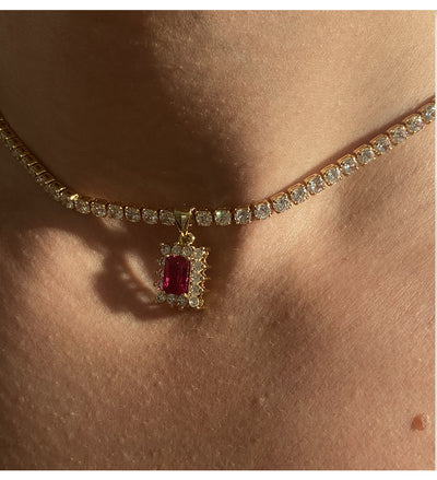 Collar Clavícula Gema Cuadrada Strass Lujo Nicho Dulce para Mujer - Image 18