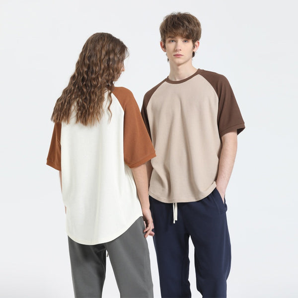 Playera Waffle Contraste Tallas Grandes Manga Corta